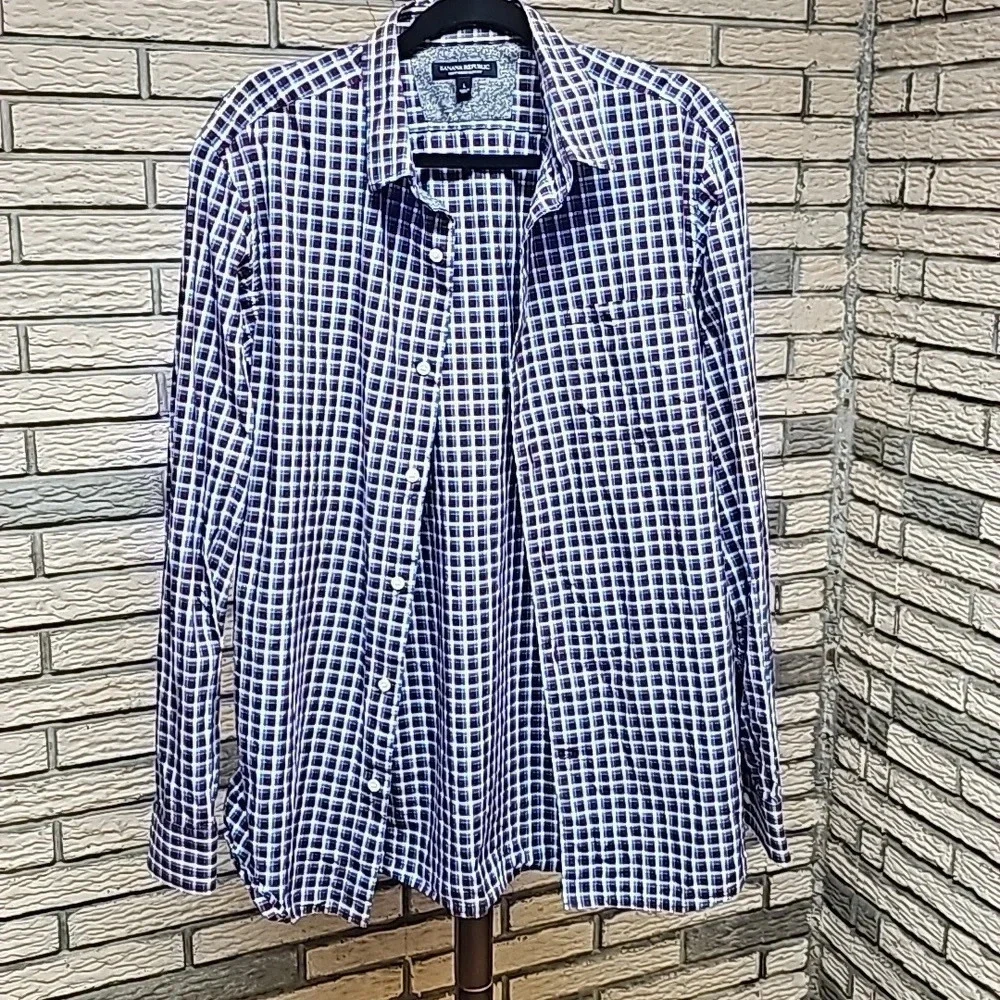 Banana Republic Mens Long Sleeve Shirt Sz L Soft Wash Slim Fit